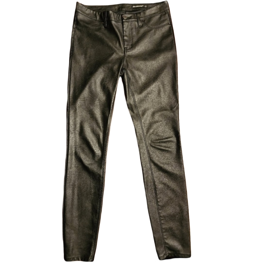BLANK NYC Black Vegan Leather Mid Rise 5 Pocket Skinny Pants/Jeans Sz 27 EUC